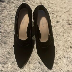 Nine West Faux Suede Birchwood Fringed Tuxedo Pumps, Sz 9